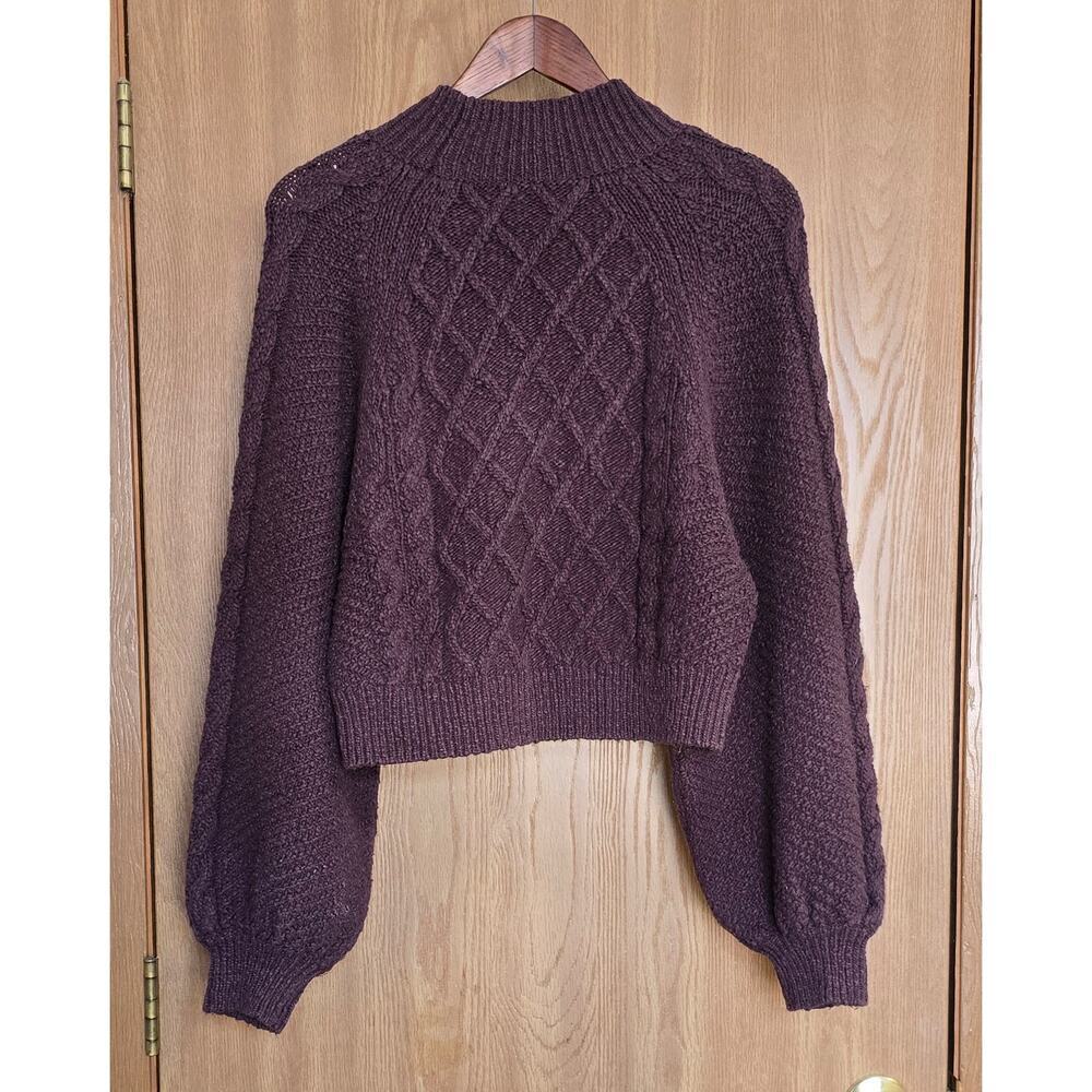 Free People Parfait Pullover Diamond Pattern Mockneck Sweater - Picture 3 of 11